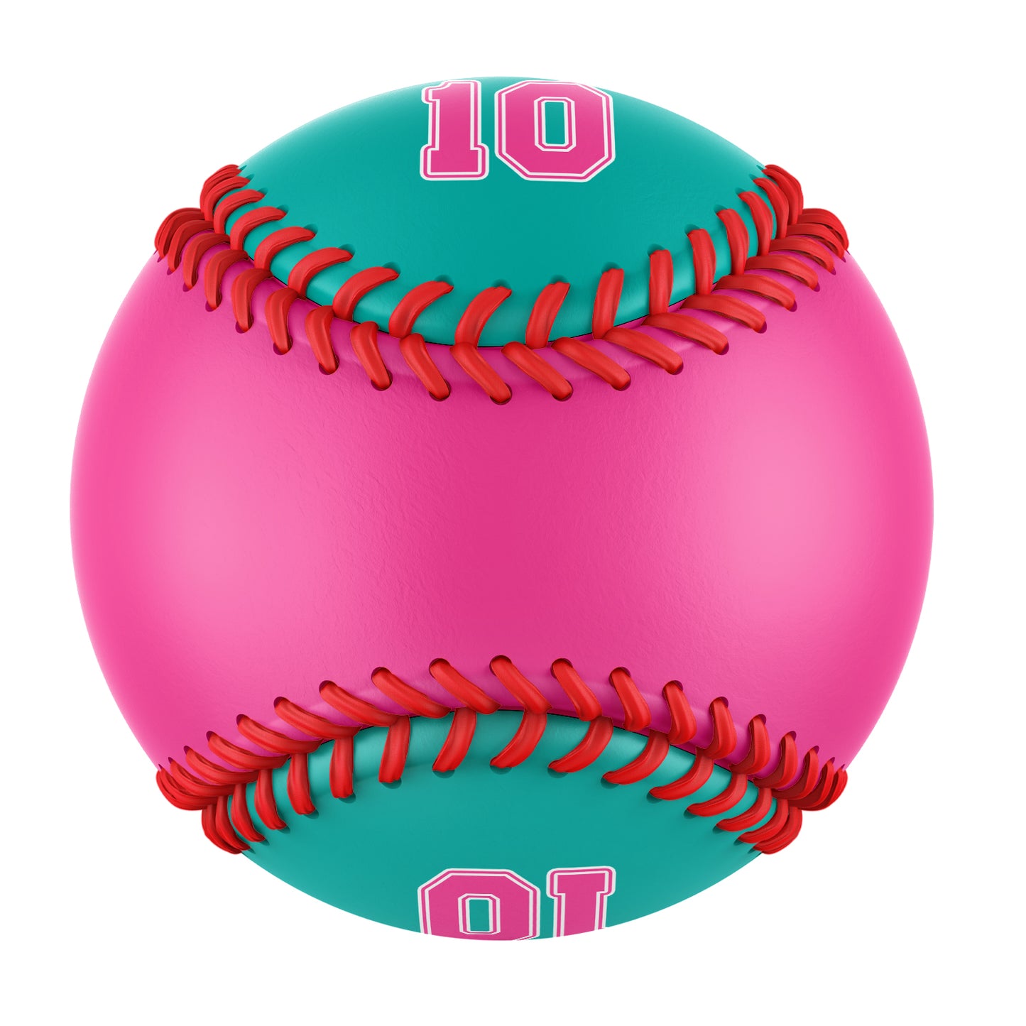 Custom Pink Aqua Half Leather Pink Authentic Baseballs