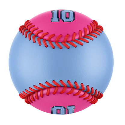 Custom Blue Pink Half Leather Blue Authentic Baseballs