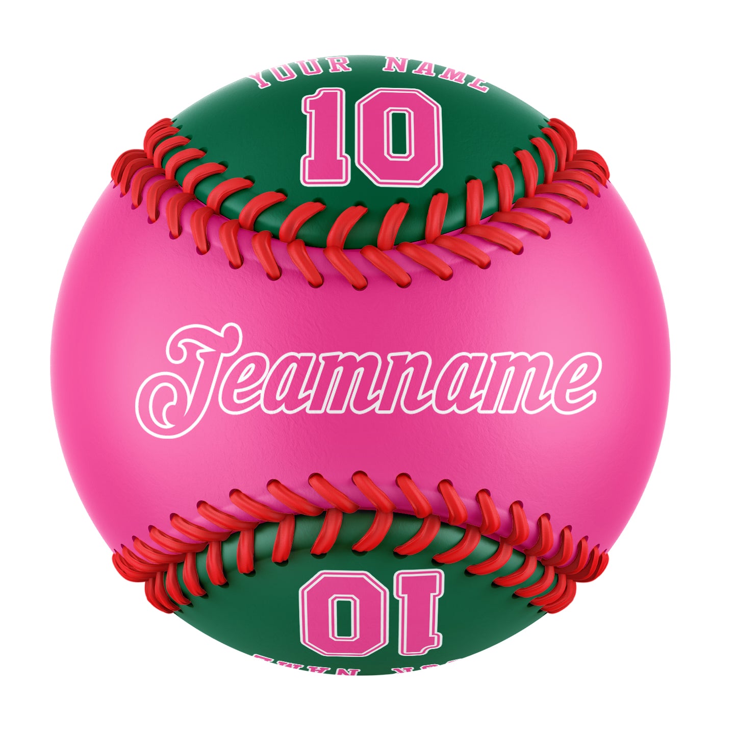 Custom Pink Kelly Green Half Leather Pink Authentic Baseballs