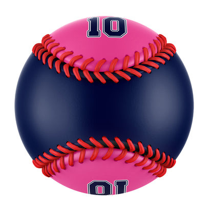 Custom Navy Pink Half Leather Navy Authentic Baseballs