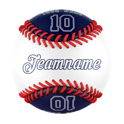 Custom White Navy Half Leather Navy Authentic Baseballs