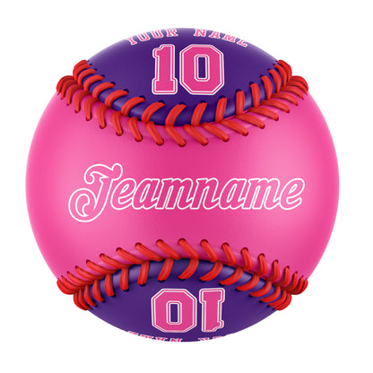 Custom Pink Purple Half Leather Pink Authentic Baseballs