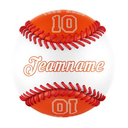 Custom White Orange Half Leather Orange Authentic Baseballs