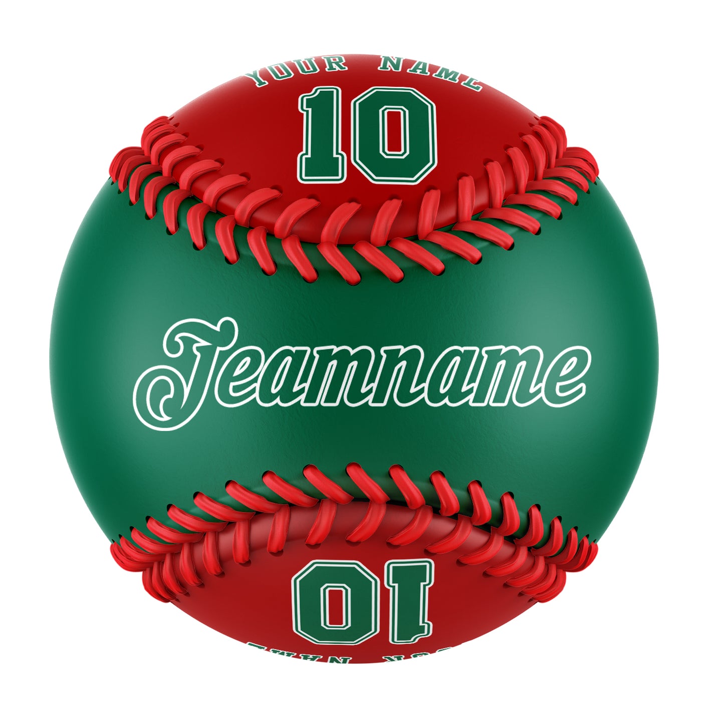 Custom Kelly Green Red Half Leather Kelly Green Authentic Baseballs