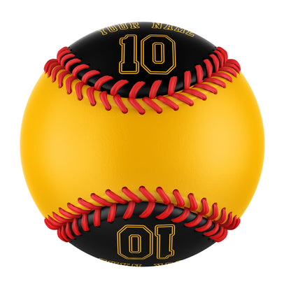 Custom Gold Black Split Half Leather Black Authentic Baseballs