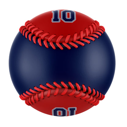 Custom Navy Red Half Leather Navy Authentic Baseballs