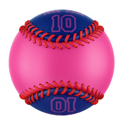 Custom Pink Royal Split Half Leather Royal Authentic Baseballs