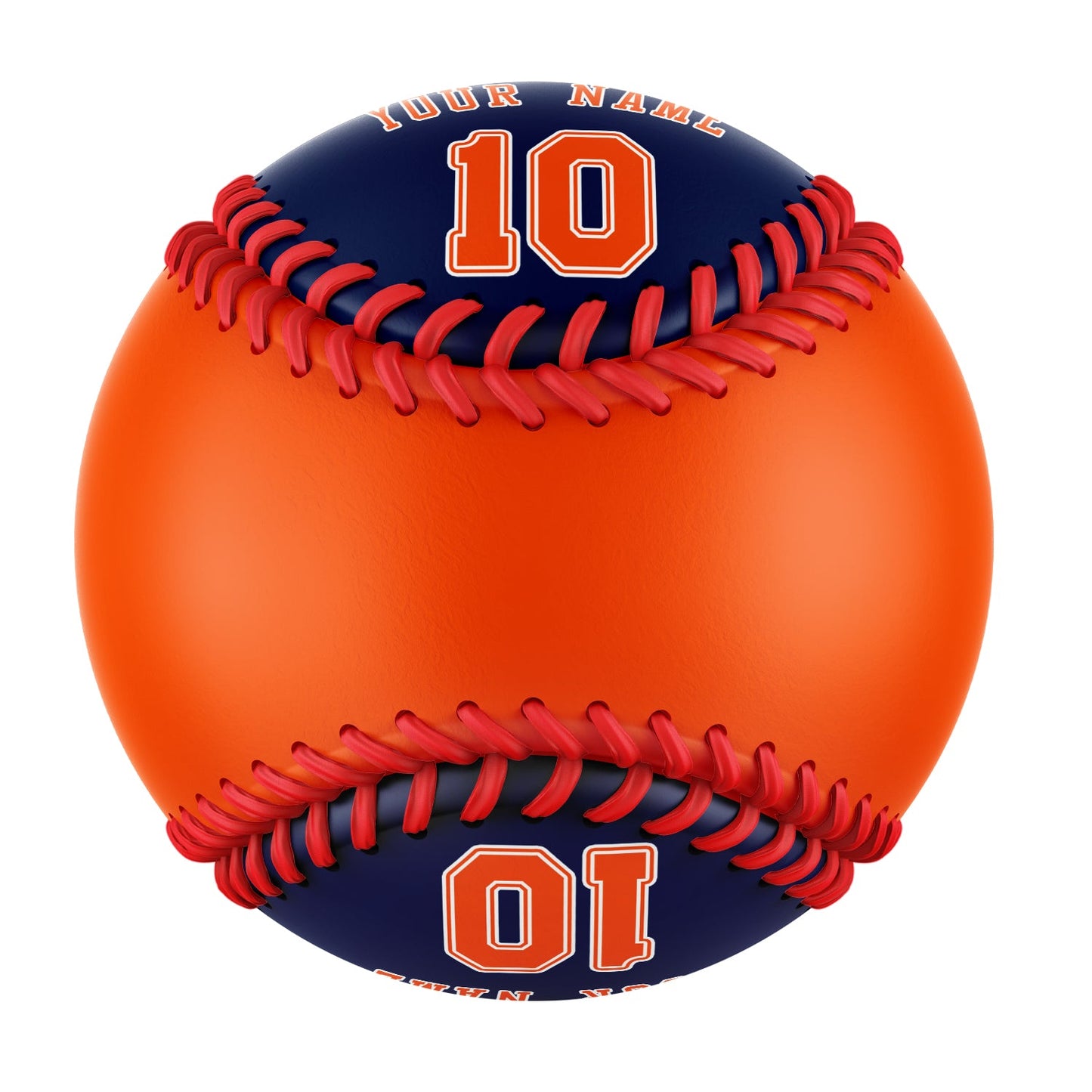 Custom Orange Navy Split Half Leather Orange Authentic Baseballs