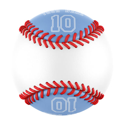 Custom White Blue Half Leather Blue Authentic Baseballs