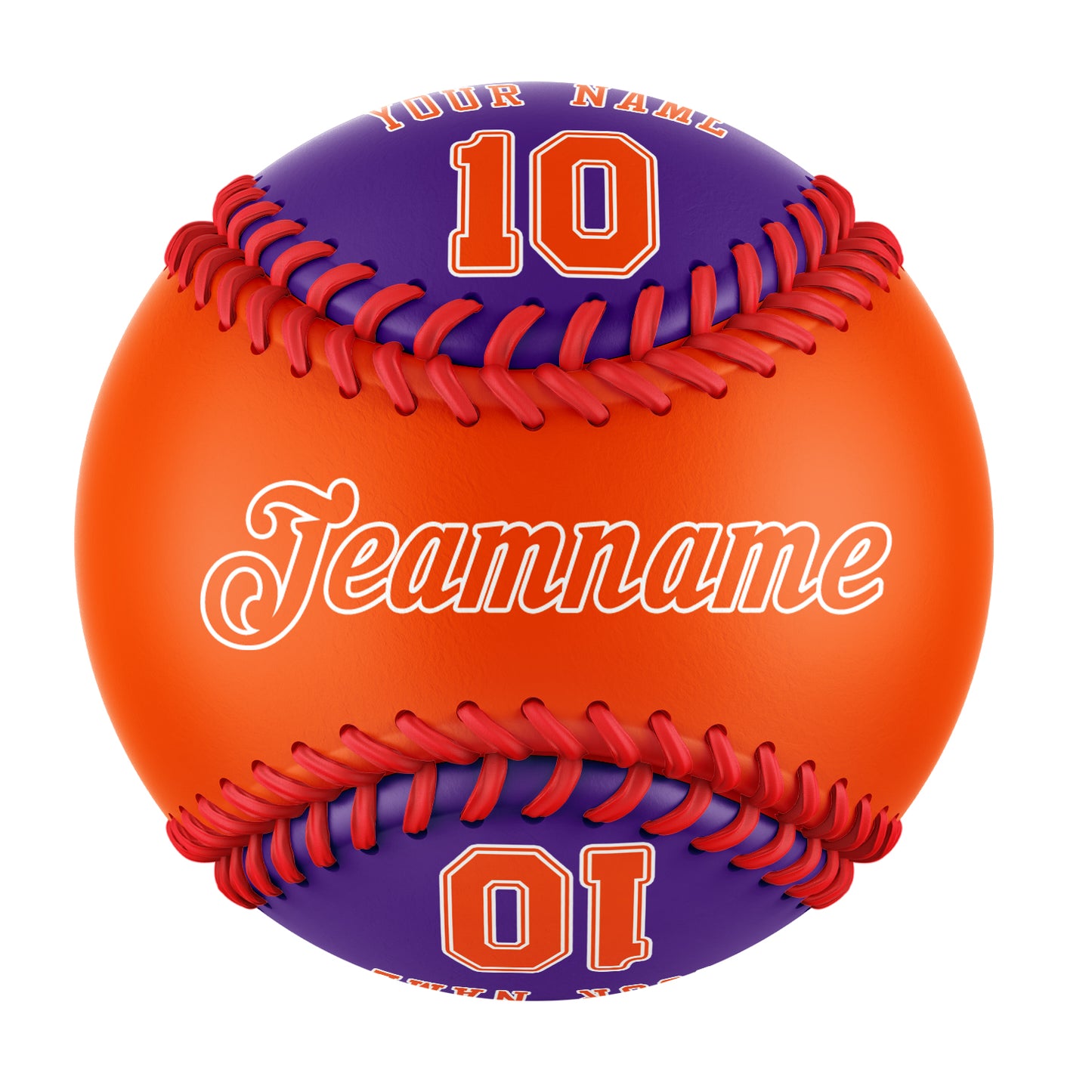 Custom Orange Purple Half Leather Orange Authentic Baseballs