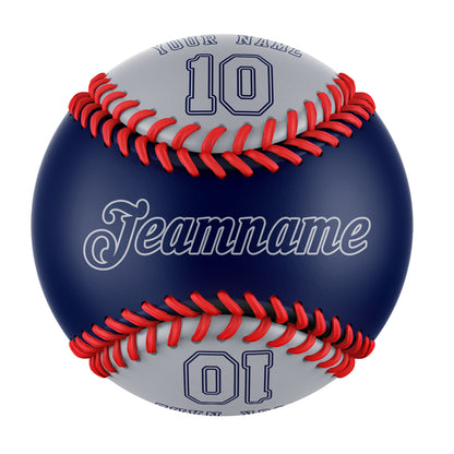 Custom Navy Gray Half Leather Gray Authentic Baseballs