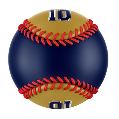 Custom Navy Old Gold Half Leather Navy Authentic Baseballs