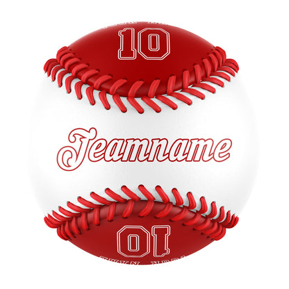 Custom White Red Half Leather Red Authentic Baseballs