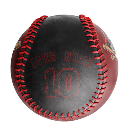 Custom Black Red Half Leather Black Authentic Baseballs