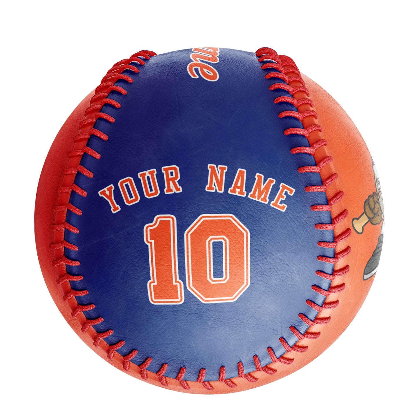 Custom Orange Royal Half Leather Orange Authentic Baseballs