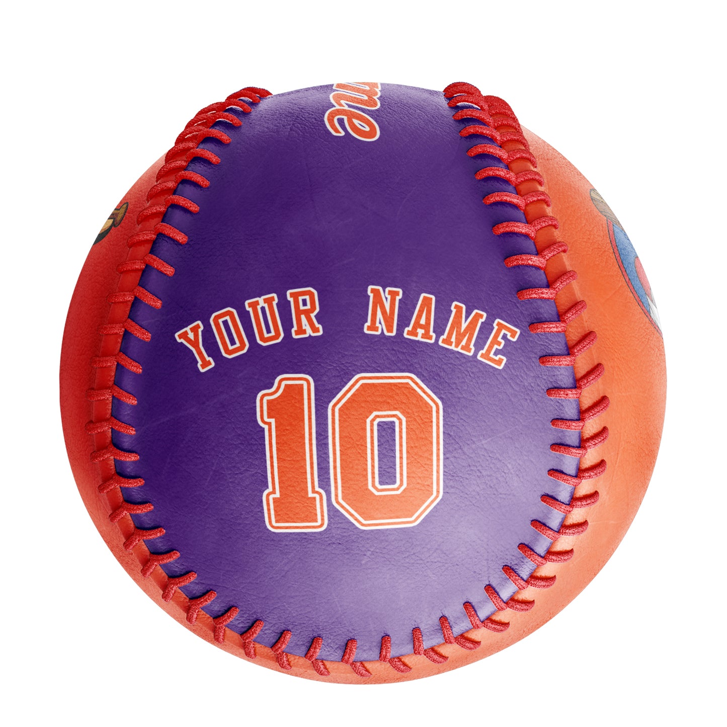 Custom Orange Purple Half Leather Orange Authentic Baseballs