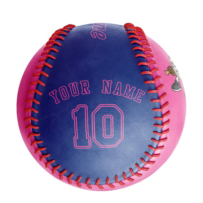 Custom Pink Royal Split Half Leather Royal Authentic Baseballs