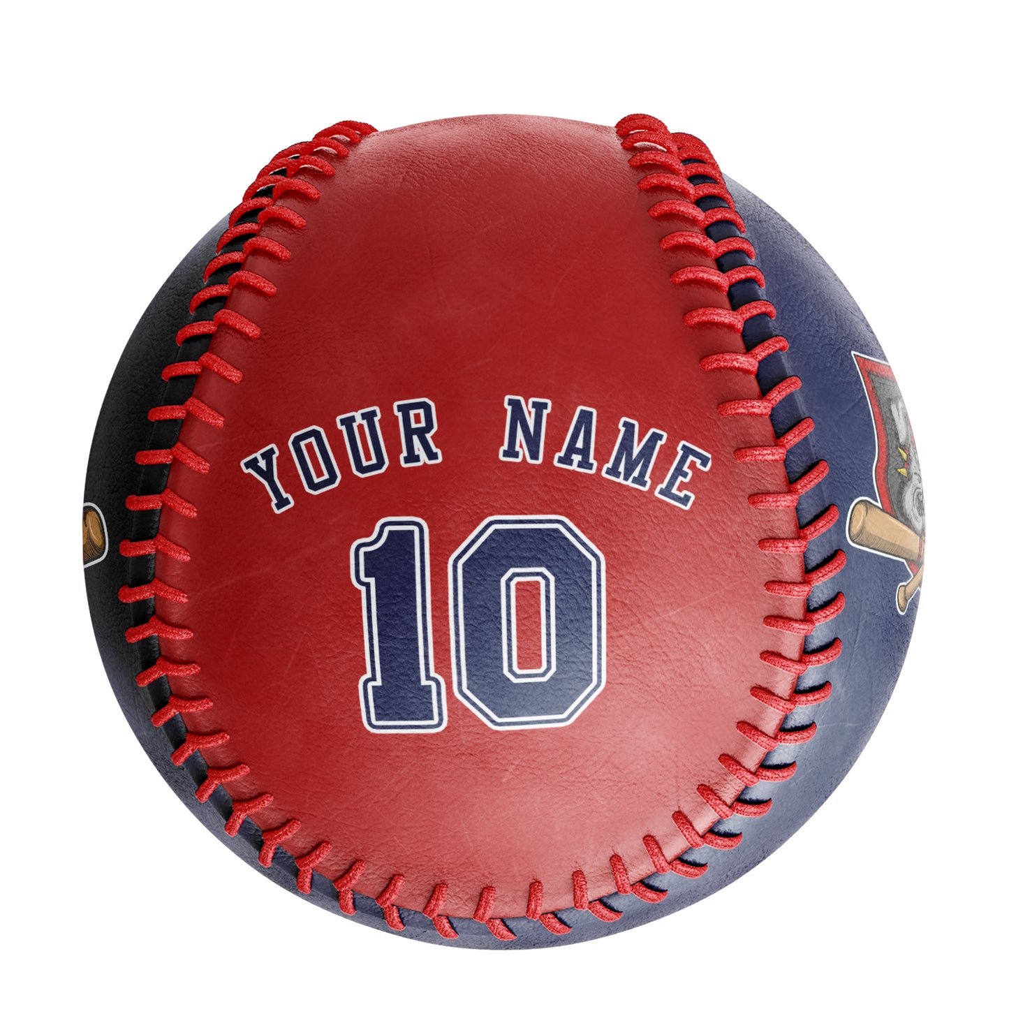 Custom Navy Red Half Leather Navy Authentic Baseballs