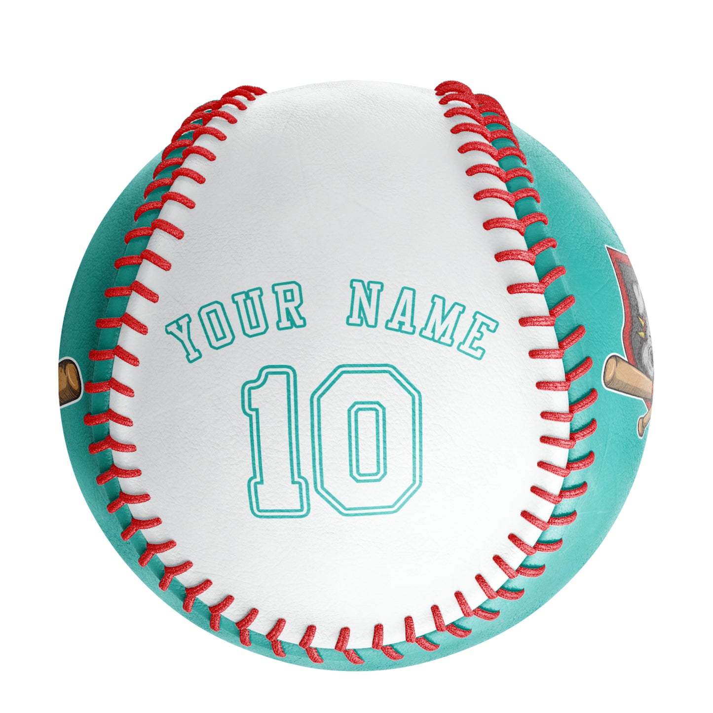 Custom Aqua White Half Leather White Authentic Baseballs