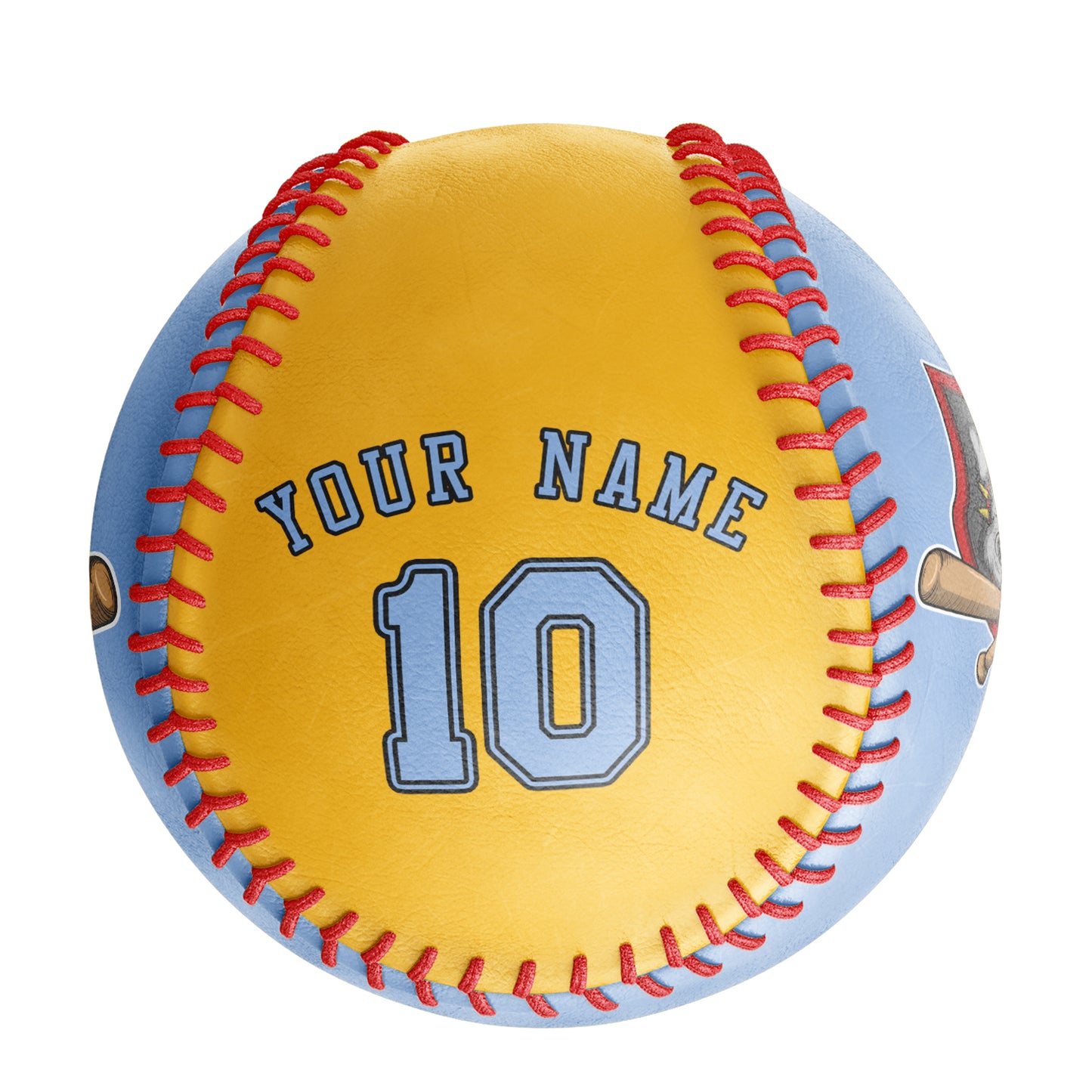 Custom Blue Gold Half Leather Blue Authentic Baseballs