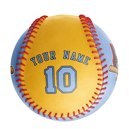 Custom Blue Gold Half Leather Blue Authentic Baseballs