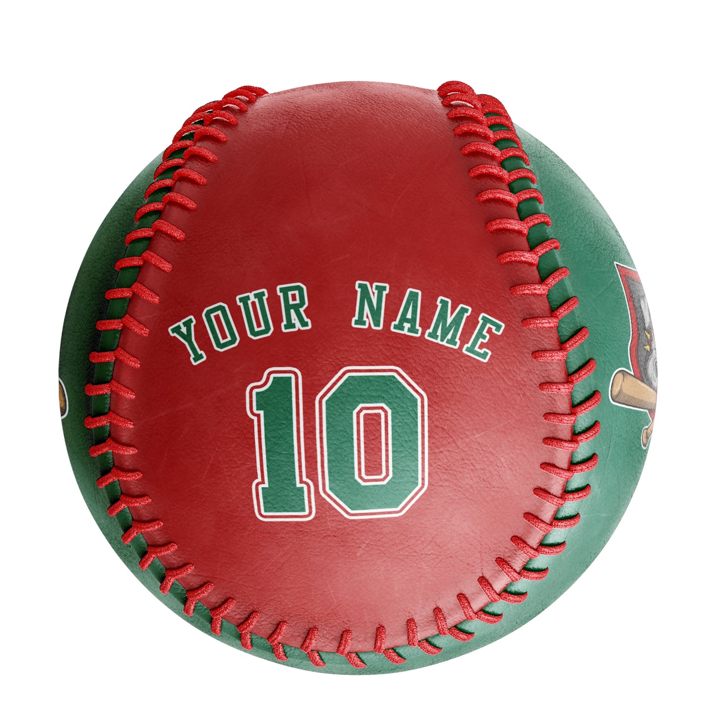 Custom Kelly Green Red Half Leather Kelly Green Authentic Baseballs