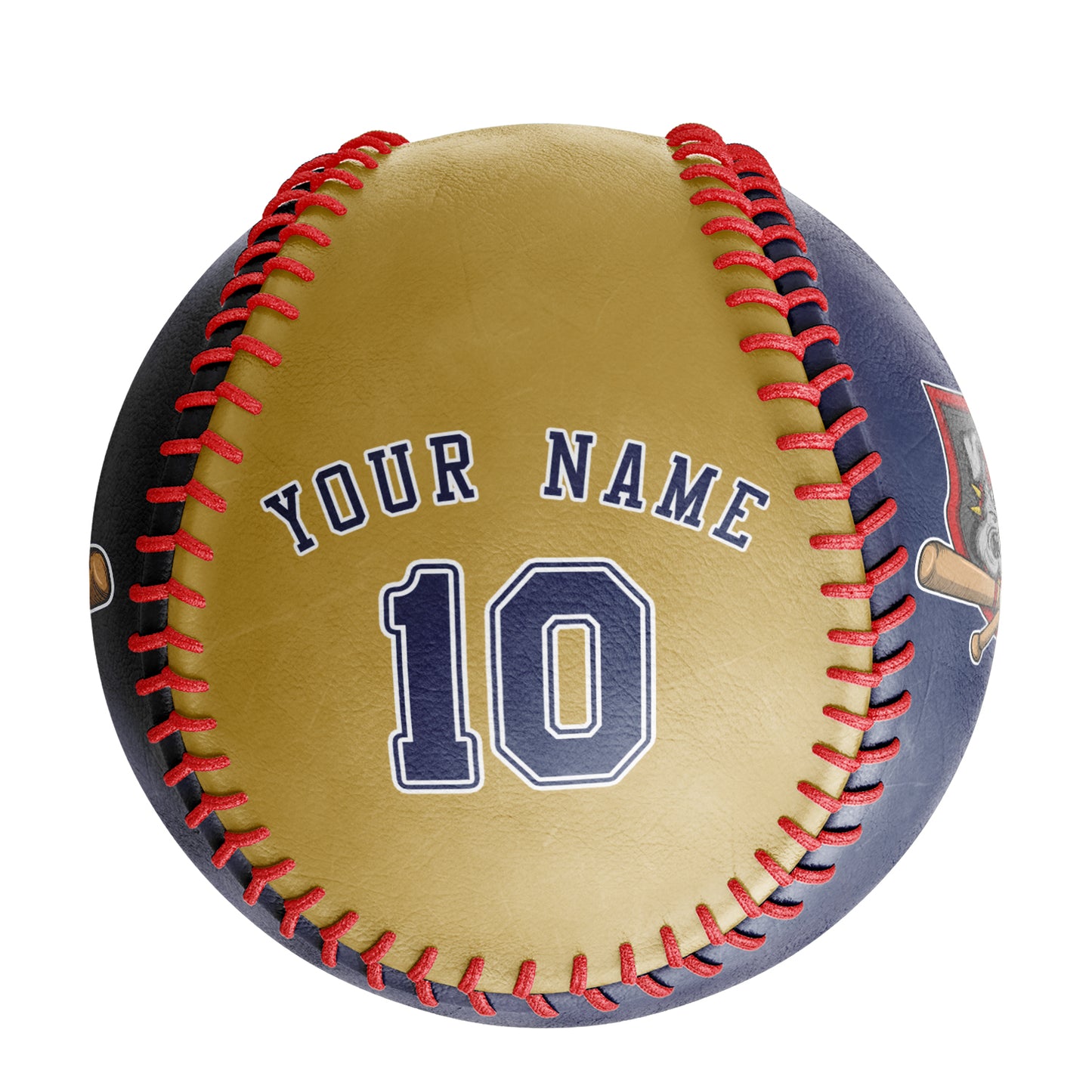 Custom Navy Old Gold Half Leather Navy Authentic Baseballs