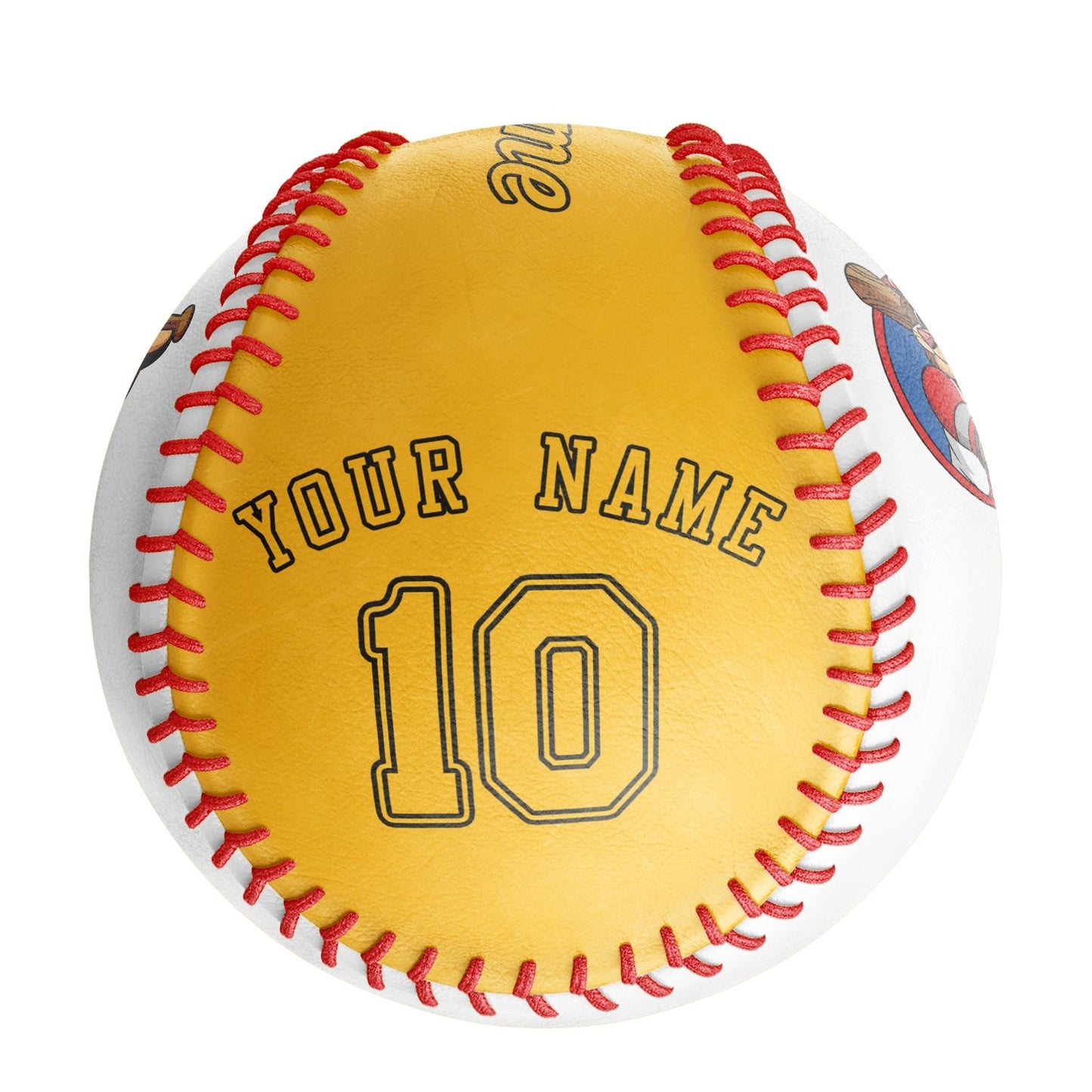 Custom White Gold Half Leather Gold Authentic Baseballs