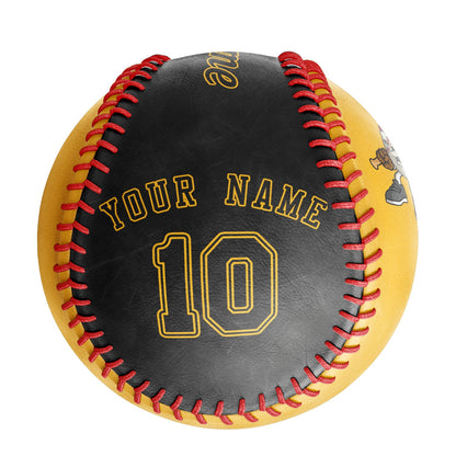 Custom Gold Black Split Half Leather Black Authentic Baseballs