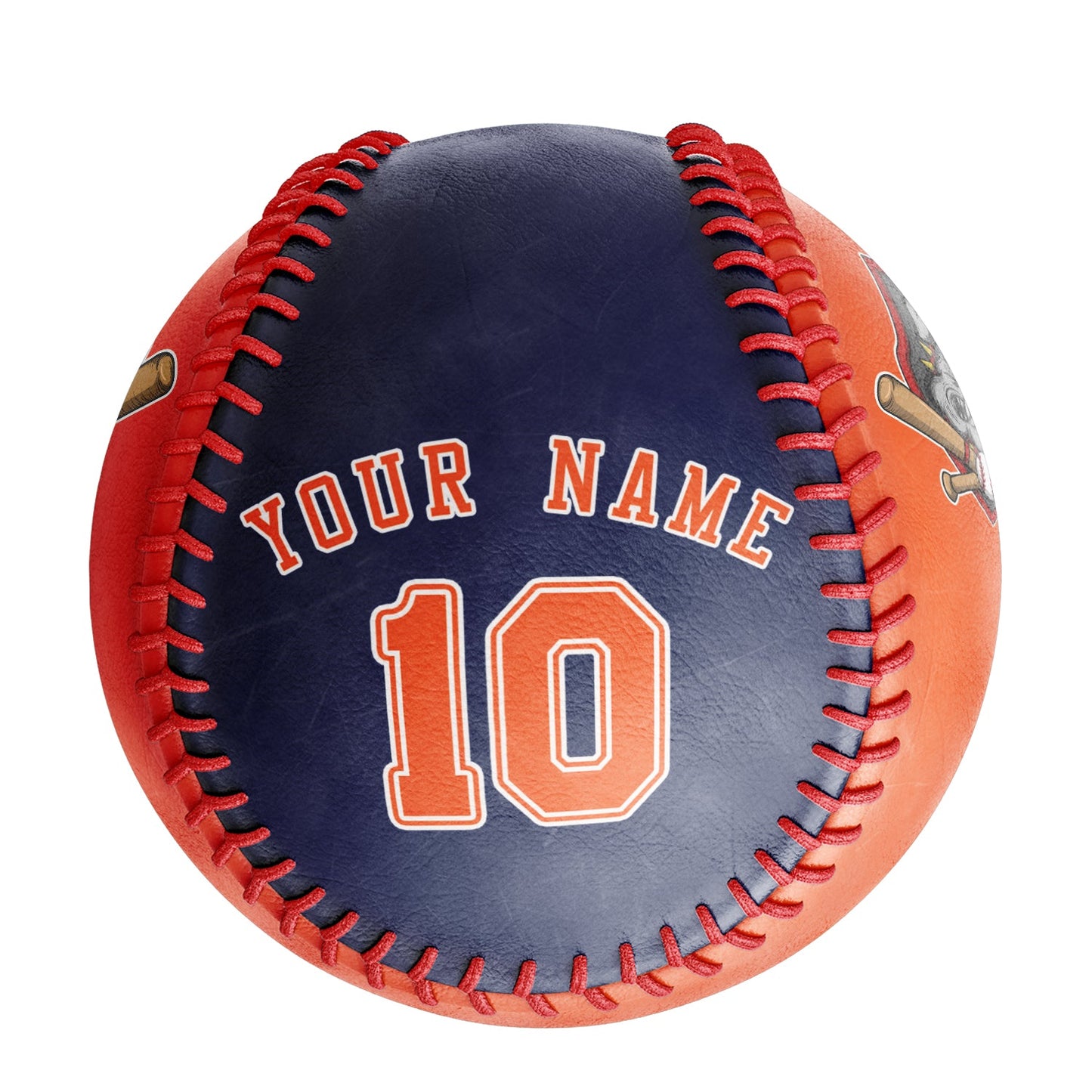 Custom Orange Navy Half Leather Orange Authentic Baseballs