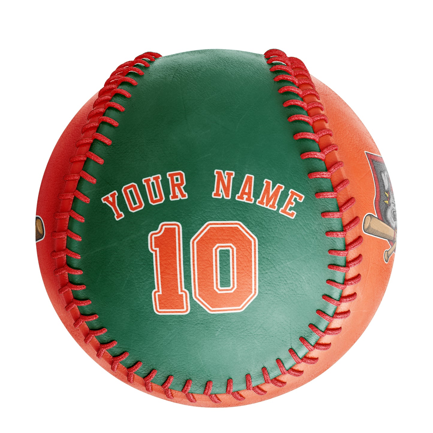 Custom Orange Kelly Green Half Leather Orange Authentic Baseballs