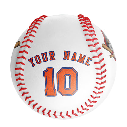 Custom White Leather Orange Authentic Baseballs