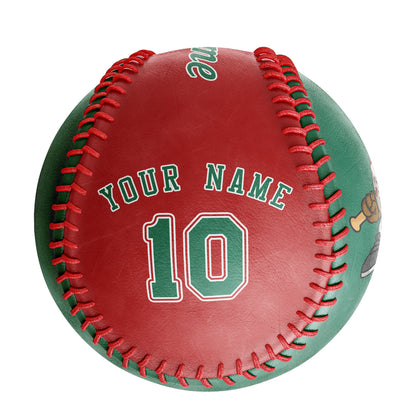 Custom Kelly Green Red Half Leather Kelly Green Authentic Baseballs