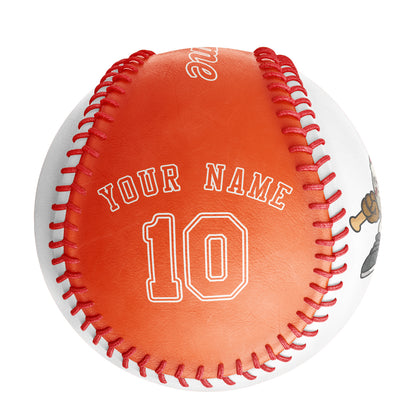 Custom White Orange Half Leather Orange Authentic Baseballs