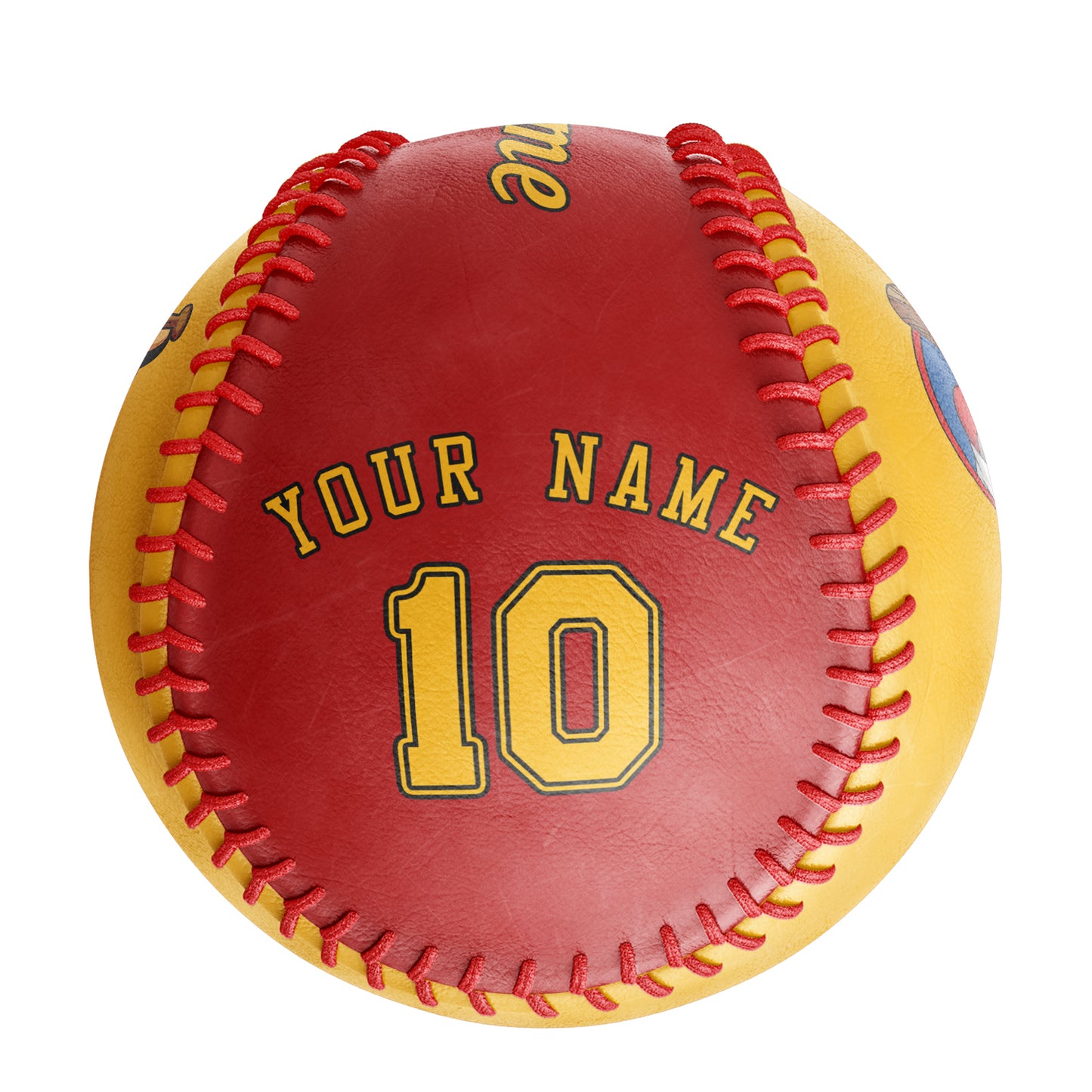 Custom Gold Red Half Leather Gold Authentic Baseballs