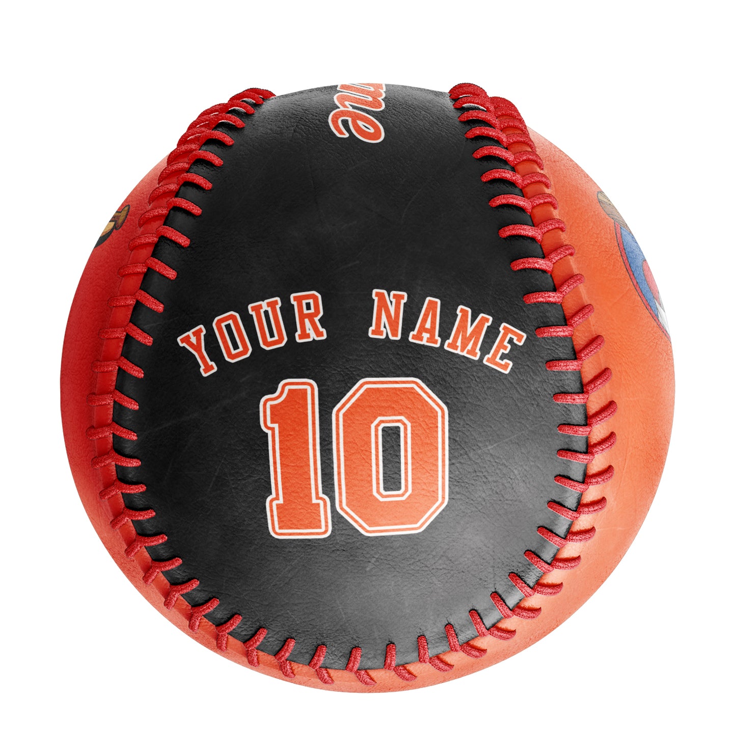 Custom Orange Black Half Leather Orange Authentic Baseballs