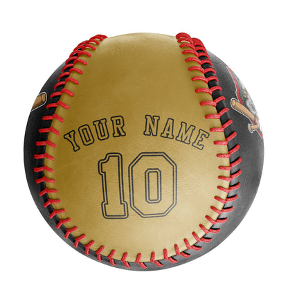 Custom Black Old Gold Split Half Leather Old Gold Authentic Baseballs