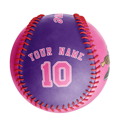 Custom Pink Purple Green Half Leather Pink Authentic Baseballs