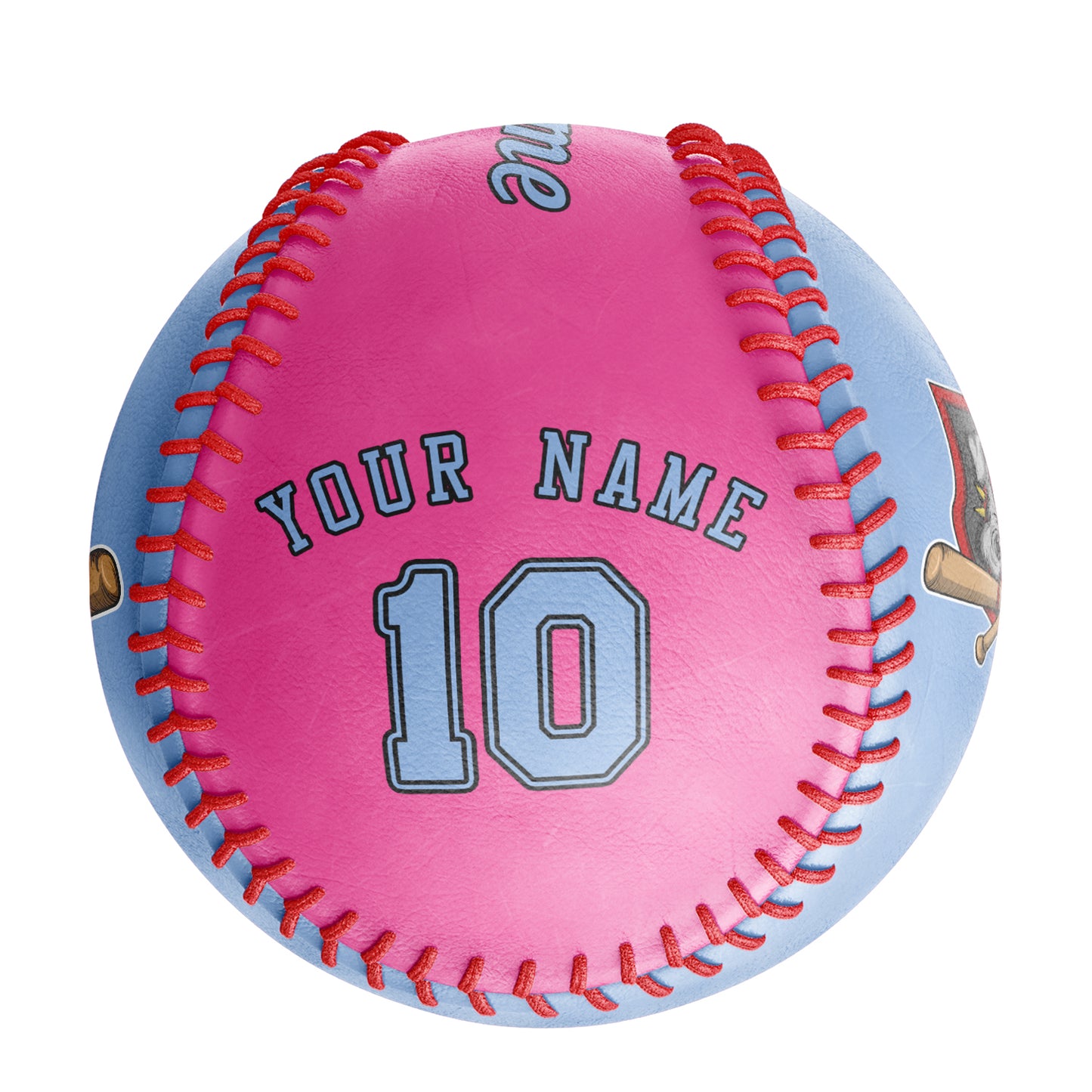 Custom Blue Pink Half Leather Blue Authentic Baseballs