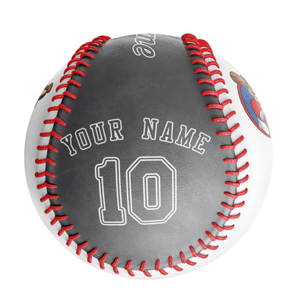 Custom White Gray Half Leather Gray Authentic Baseballs