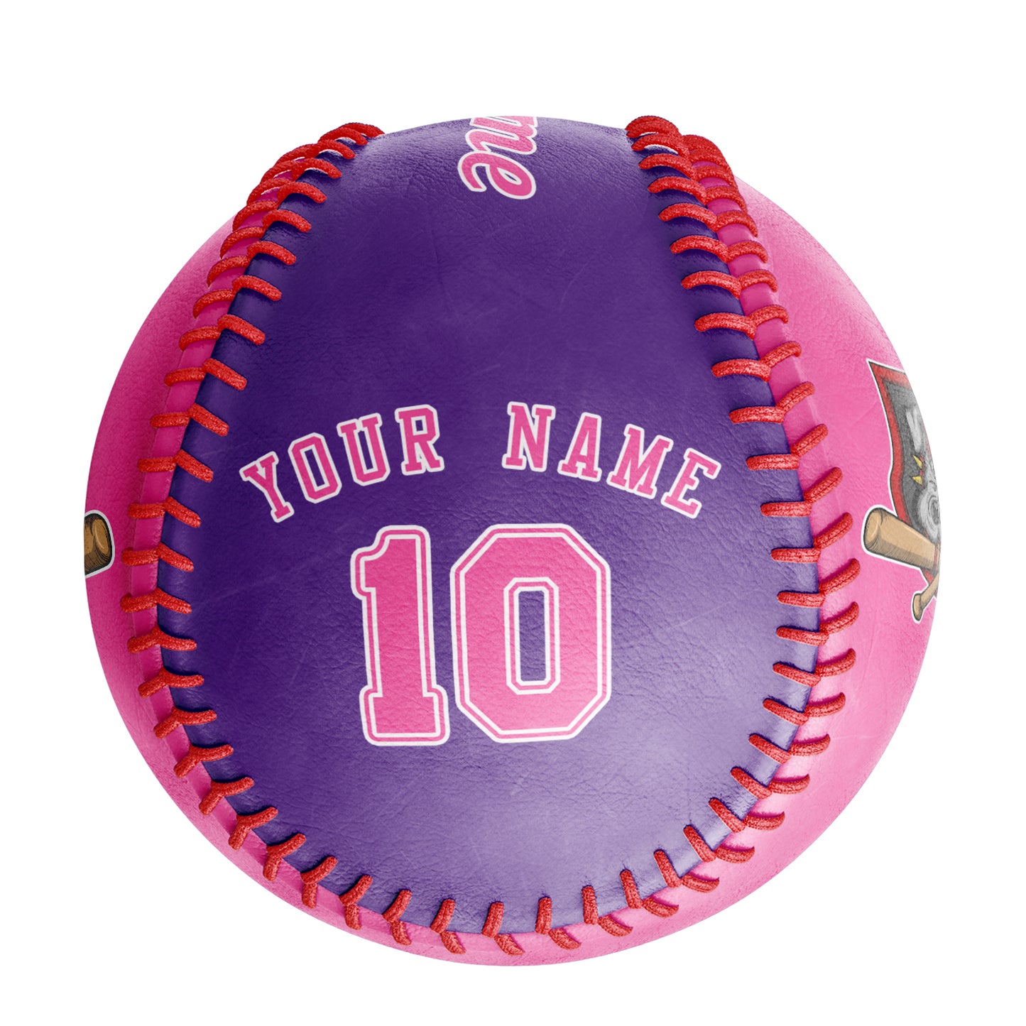 Custom Pink Purple Half Leather Pink Authentic Baseballs