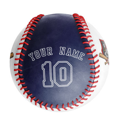 Custom White Navy Half Leather Navy Authentic Baseballs