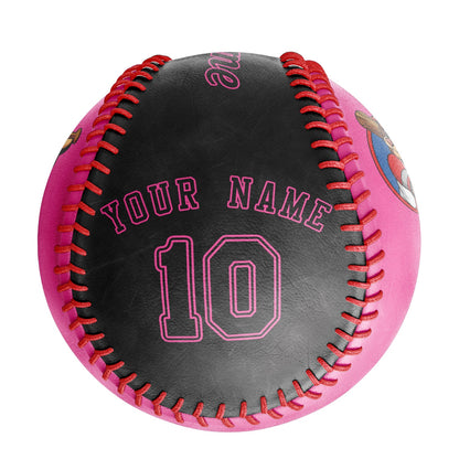 Custom Pink Black Half Leather Black Authentic Baseballs