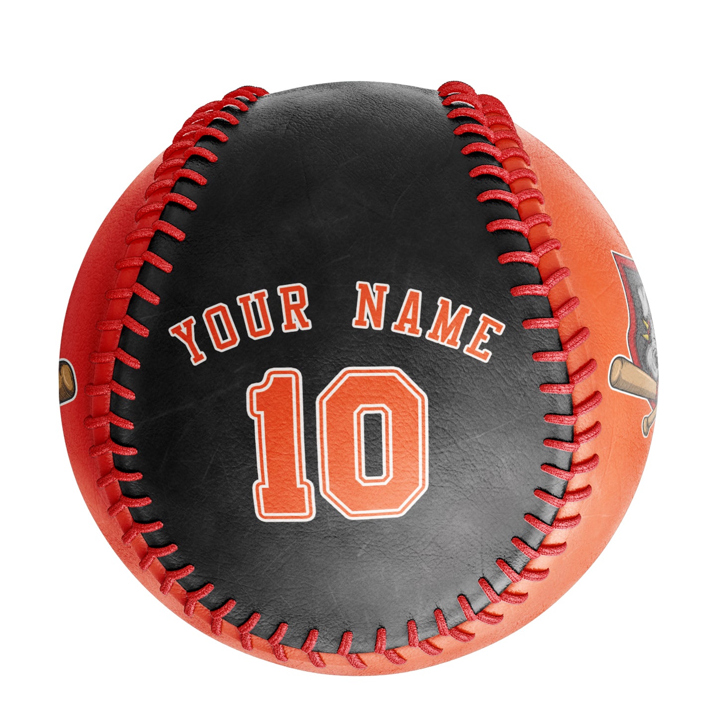 Custom Orange Black Half Leather Orange Authentic Baseballs