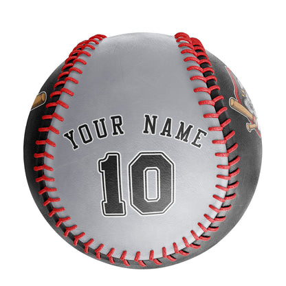 Custom Black Gray Split Half Leather Black Authentic Baseballs