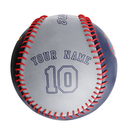 Custom Navy Gray Half Leather Gray Authentic Baseballs