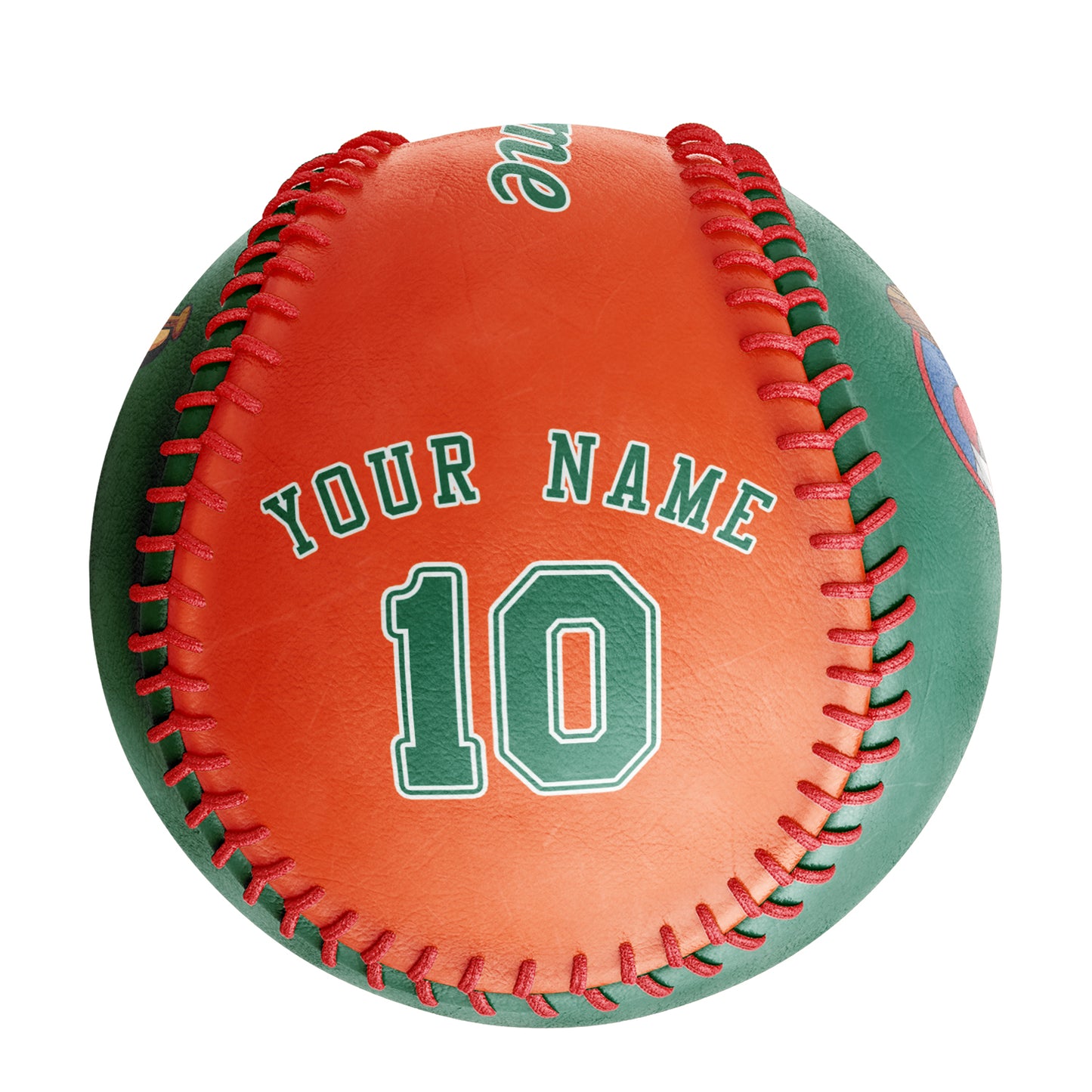 Custom Kelly Green Orange Half Leather Orange Authentic Baseballs