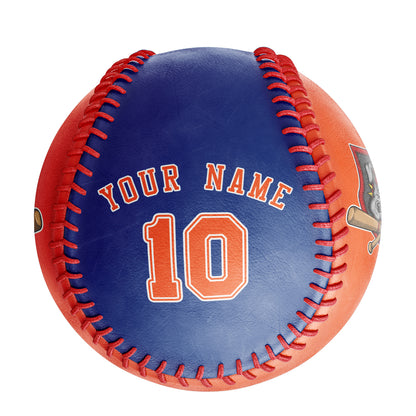 Custom Orange Royal Half Leather Orange Authentic Baseballs