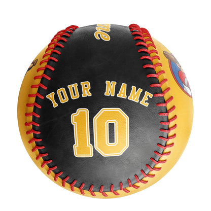 Custom Gold Black Half Leather Gold Authentic Baseballs