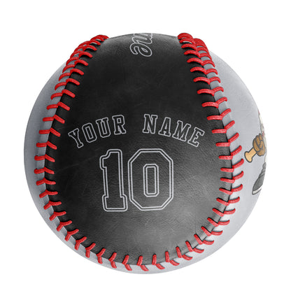 Custom Gray Black Green Half Leather Black Authentic Baseballs